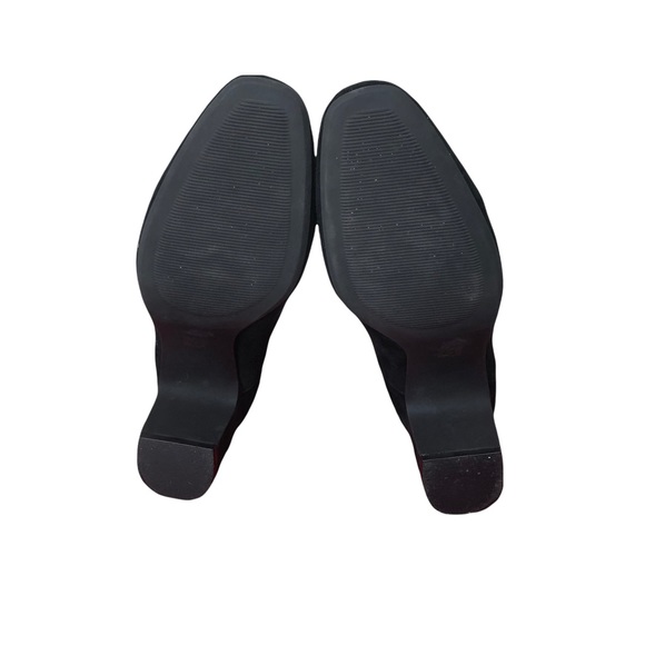 Anne Klein Gisela Suede Leather Booties Black with Block Heel SZ 7.5 - Picture 5 of 6